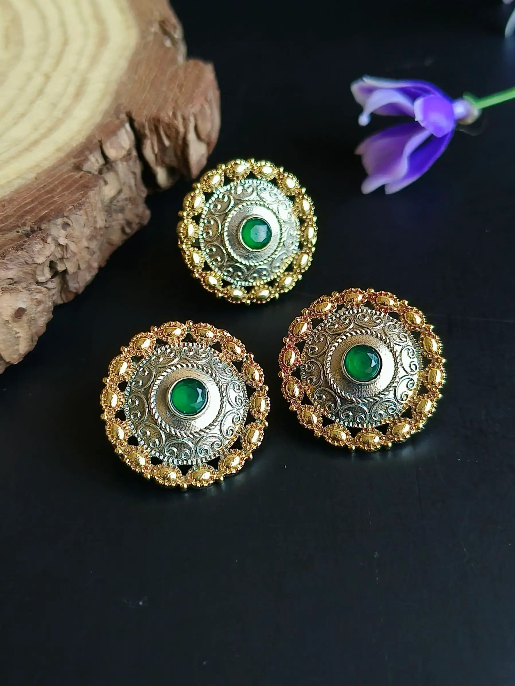 Tribal Oxidised Studs with ring | Sarichka