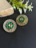 Dual Tone Oxidized Kundan Stud Earrings | Sarichka