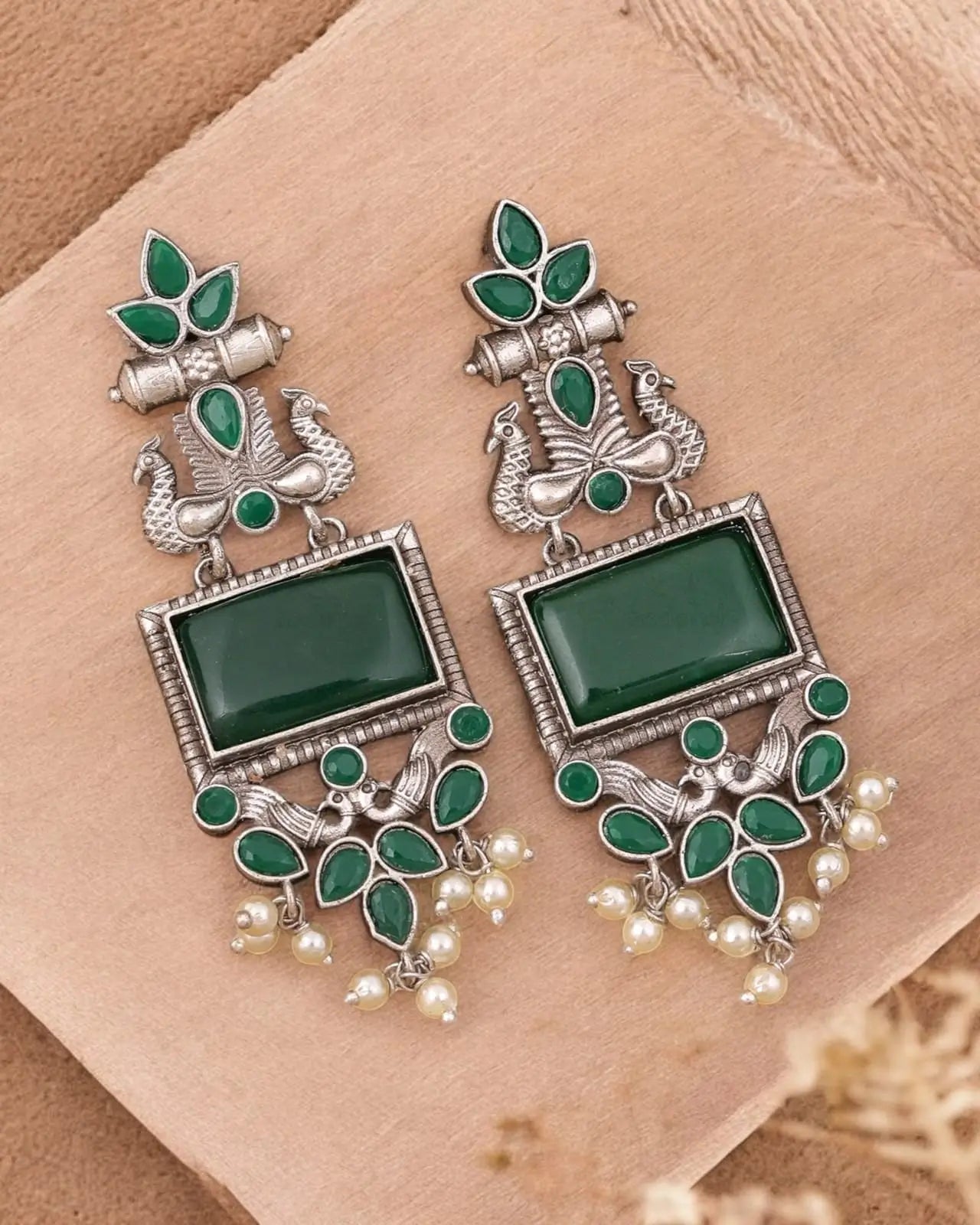 Silver Look-Alike Dangler Earrings for Elegant Ethnic Wear | Sarichka