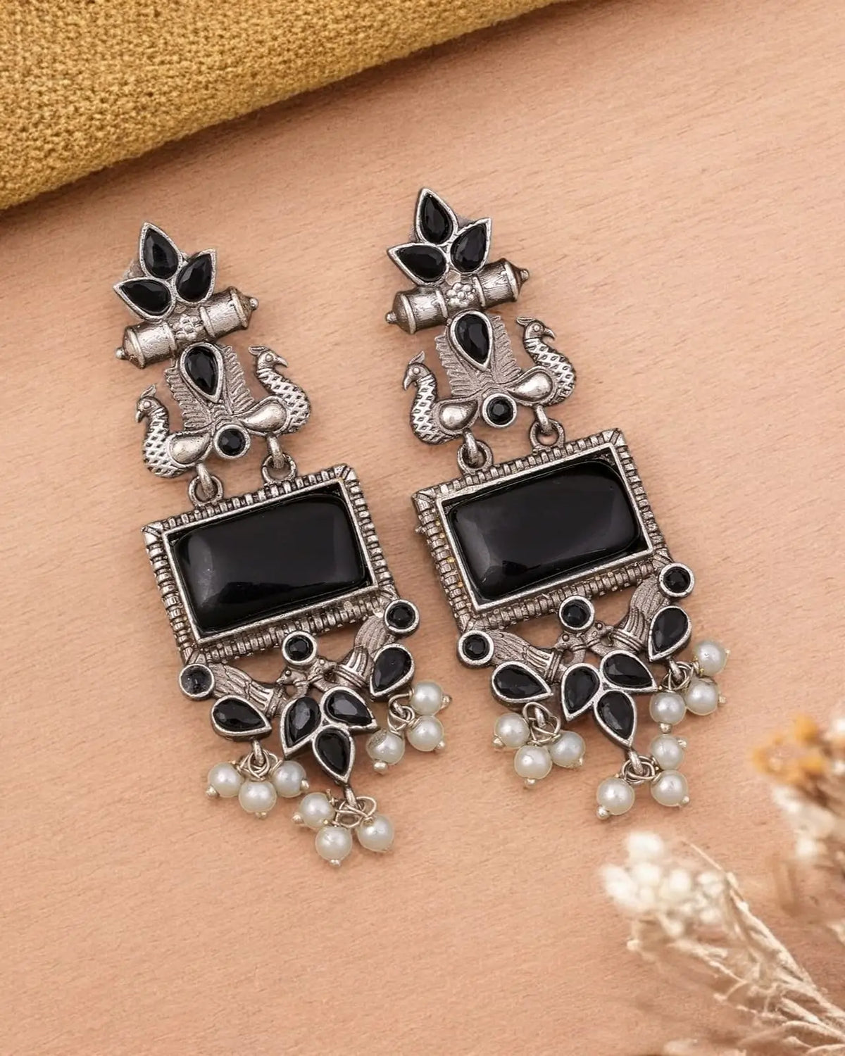 Silver Look-Alike Dangler Earrings for Elegant Ethnic Wear | Sarichka