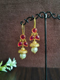 Elegant Golden Hook Earrings with Pearl Drops for Party Wear | Sarichka