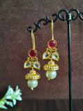 Elegant Golden Hook Earrings with Pearl Drops for Party Wear | Sarichka