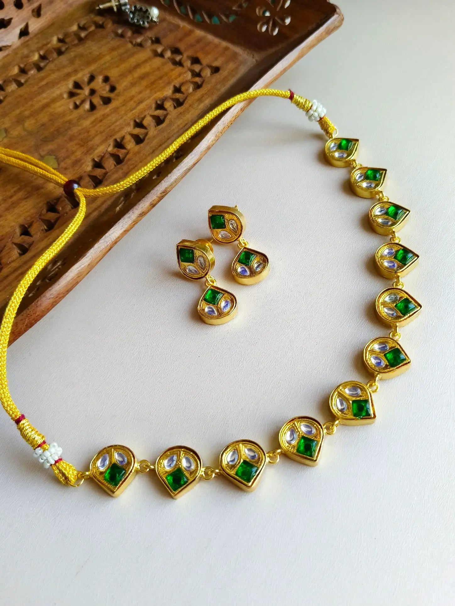 Ethnic Golden Necklace Set with Stunning Earrings | Sarichka