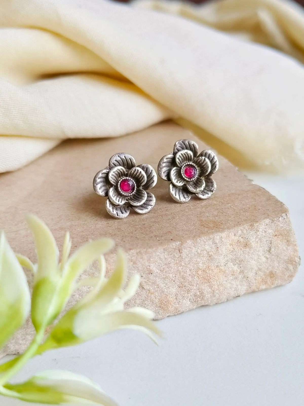 Silver Look-Alike Floral Stud Earrings for Daily Elegance | Sarichka