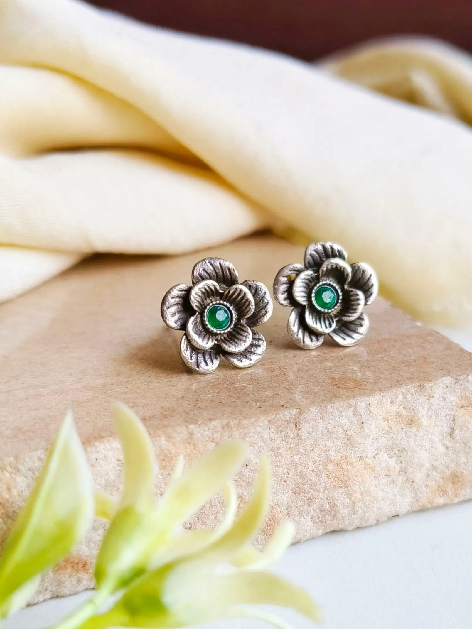 Silver Look-Alike Floral Stud Earrings for Daily Elegance | Sarichka