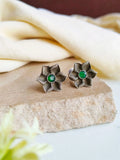 Oxidised Silver Floral Stud Earrings for Everyday Chic | Sarichka