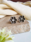 Oxidised Silver Floral Stud Earrings for Everyday Chic | Sarichka