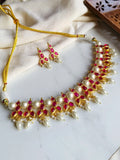 Golden Necklace Set with Pearl Drops for Weddings & Occasions | Sarichka