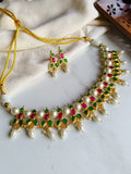 Golden Necklace Set with Pearl Drops for Weddings & Occasions | Sarichka