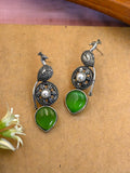 Oxidised Peacock Monalisa Stud Earrings for Elegant Office Wear | Sarichka