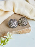 Handcrafted Antique Silver Look Stud Earrings with Unique Design | Sarichka