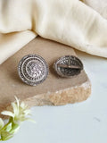 Handcrafted Antique Silver Look Stud Earrings with Unique Design | Sarichka