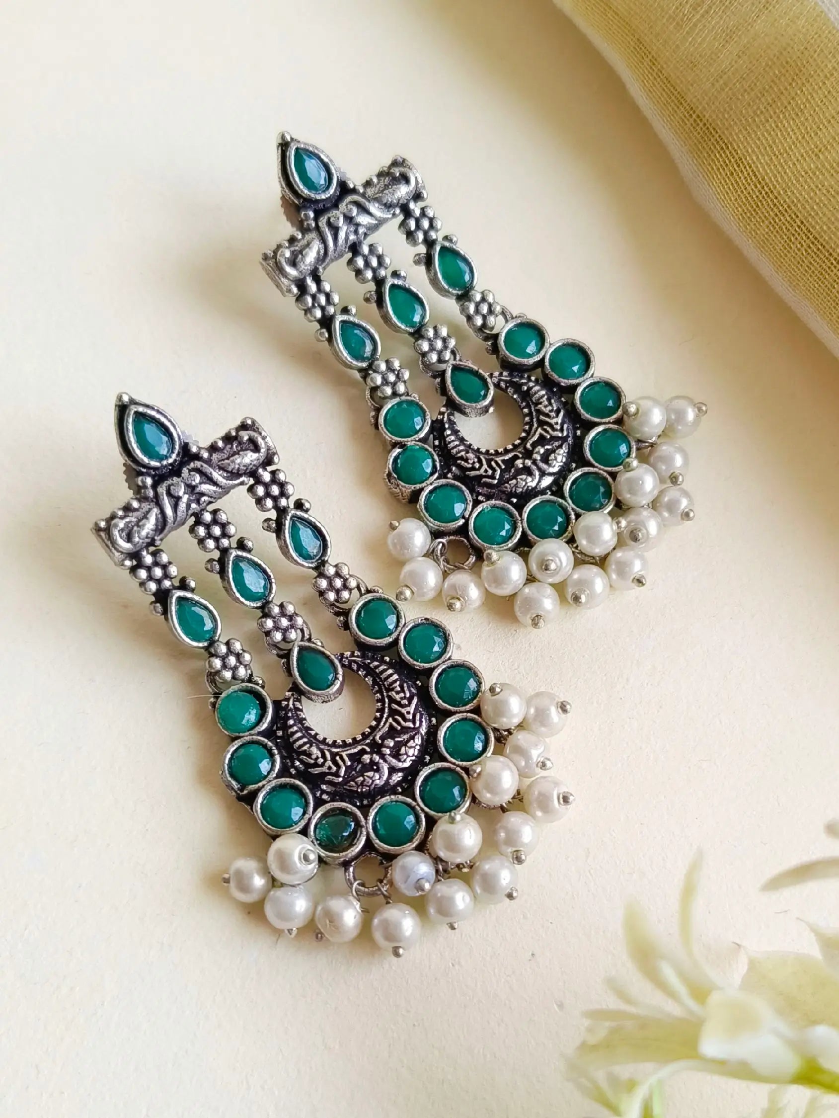 Elegant Oxidised German Silver Dangler Earrings – Timeless & Stylish | Sarichka