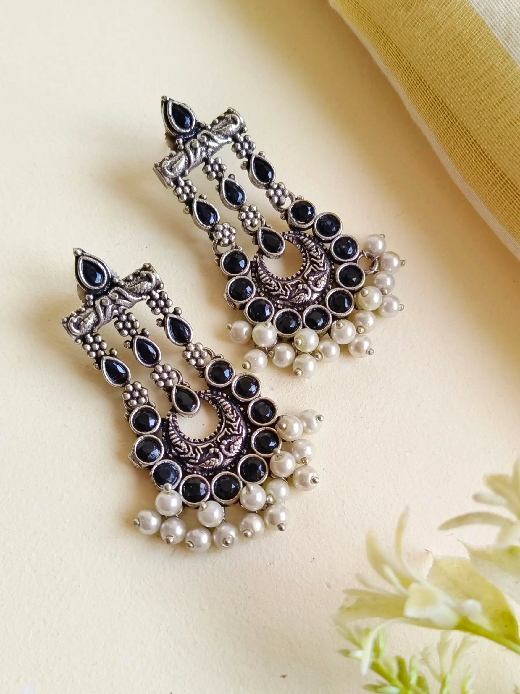 Elegant Oxidised German Silver Dangler Earrings – Timeless & Stylish | Sarichka