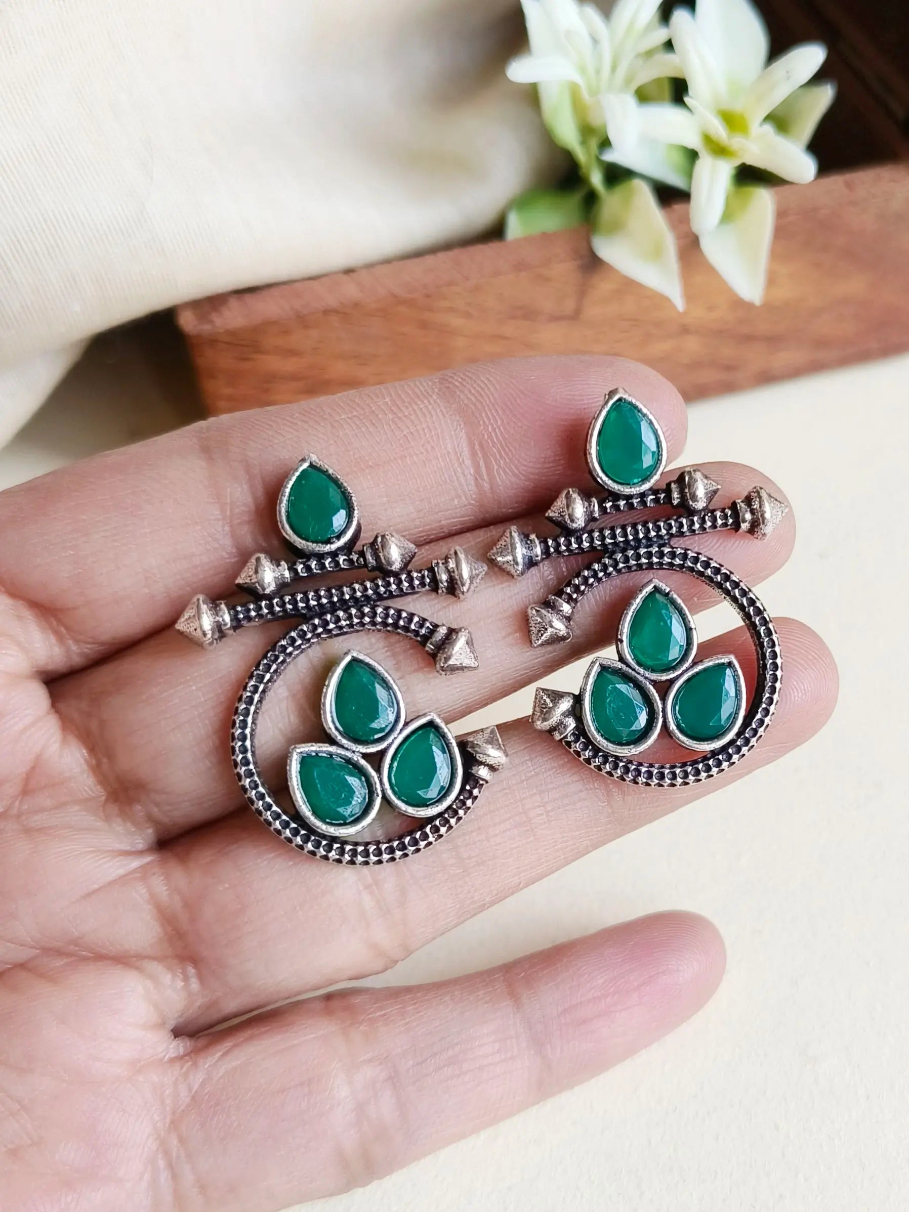 Premium Oxidised Earrings with Intricate Design & Timeless Finish | Sarichka