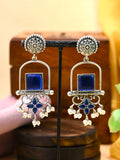 Antique Silver Pearl Dangler Earrings with Elegant Detailing | Sarichka