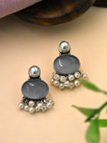 Casual Wear German Silver Oxidised Stud Earrings with Elegant Design | Sarichka