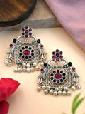 Festive Silver Replica Earrings with Intricate Design for Ethnic Wear | Sarichka