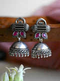 Traditional Oxidised Silver Jhumka Earrings with Intricate Details | Sarichka