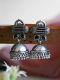 Traditional Oxidised Silver Jhumka Earrings with Intricate Details | Sarichka