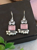 Trendy German Silver Hook Earrings with Elegant Pearl Drops | Sarichka