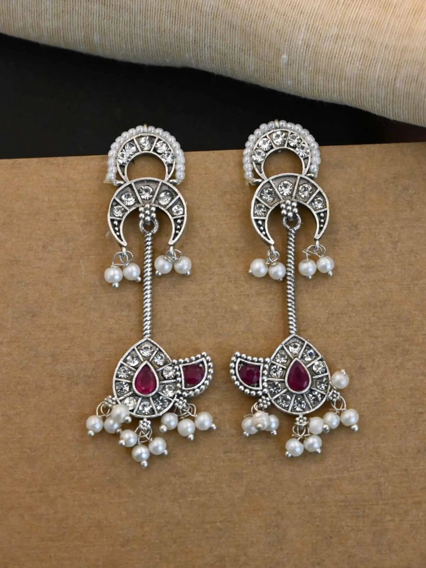 Antique Silver Dangler Earrings with Timeless Replica Design | Sarichka