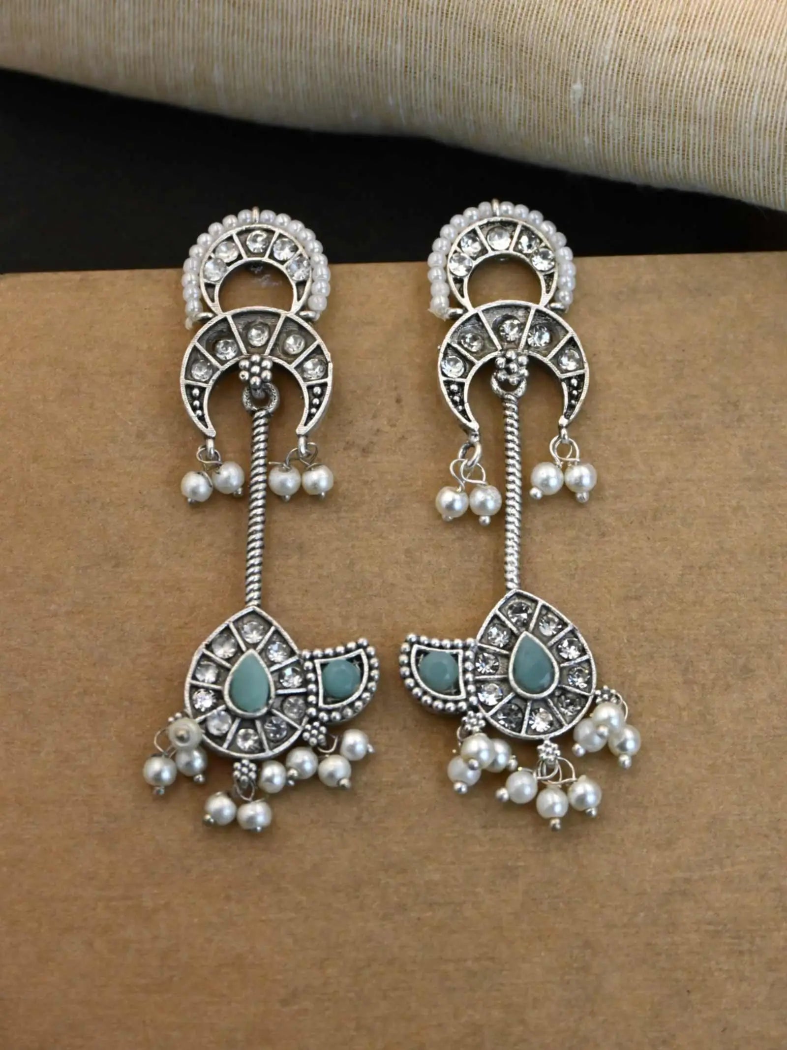 Antique Silver Dangler Earrings with Timeless Replica Design | Sarichka