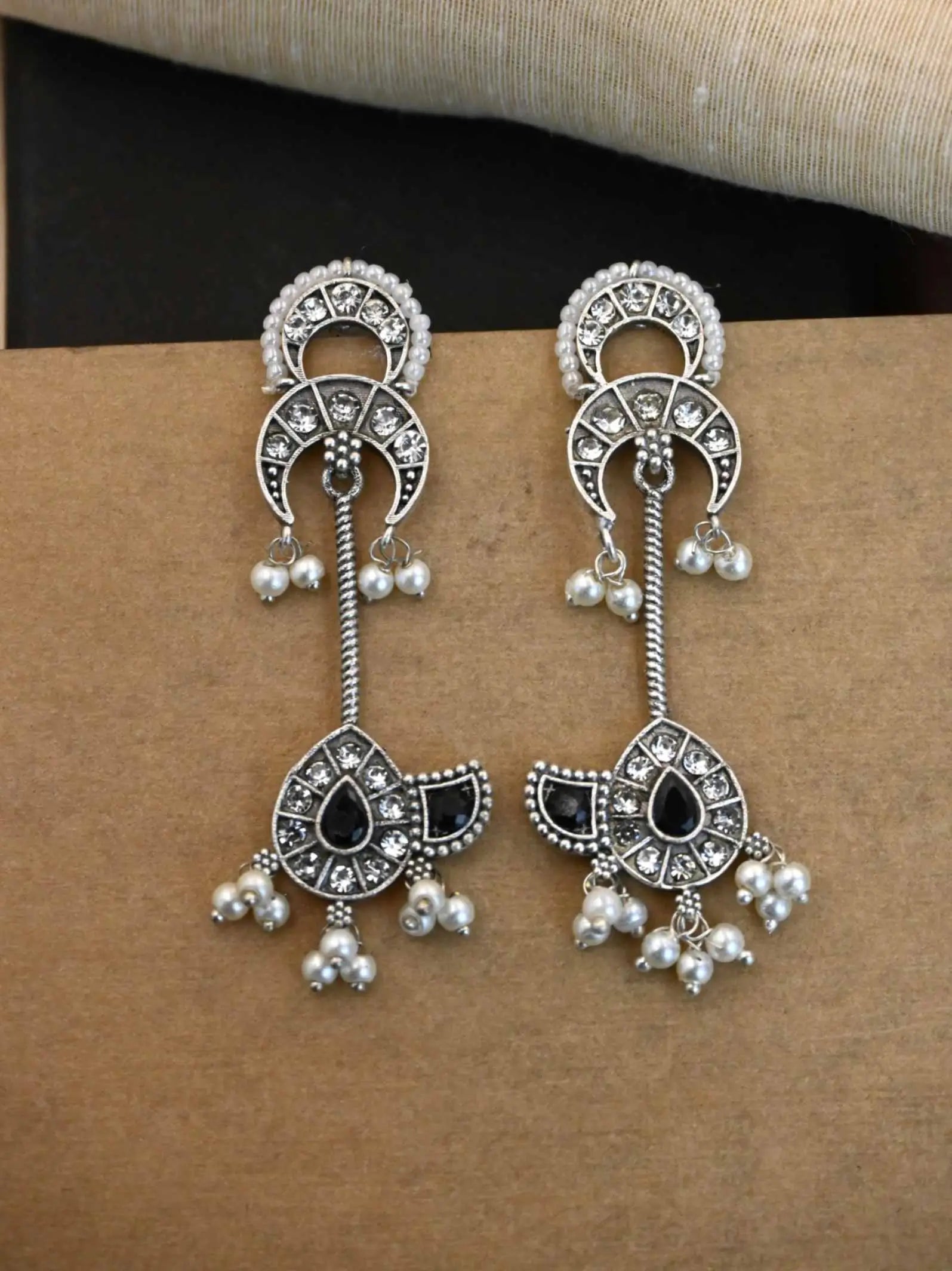 Antique Silver Dangler Earrings with Timeless Replica Design | Sarichka