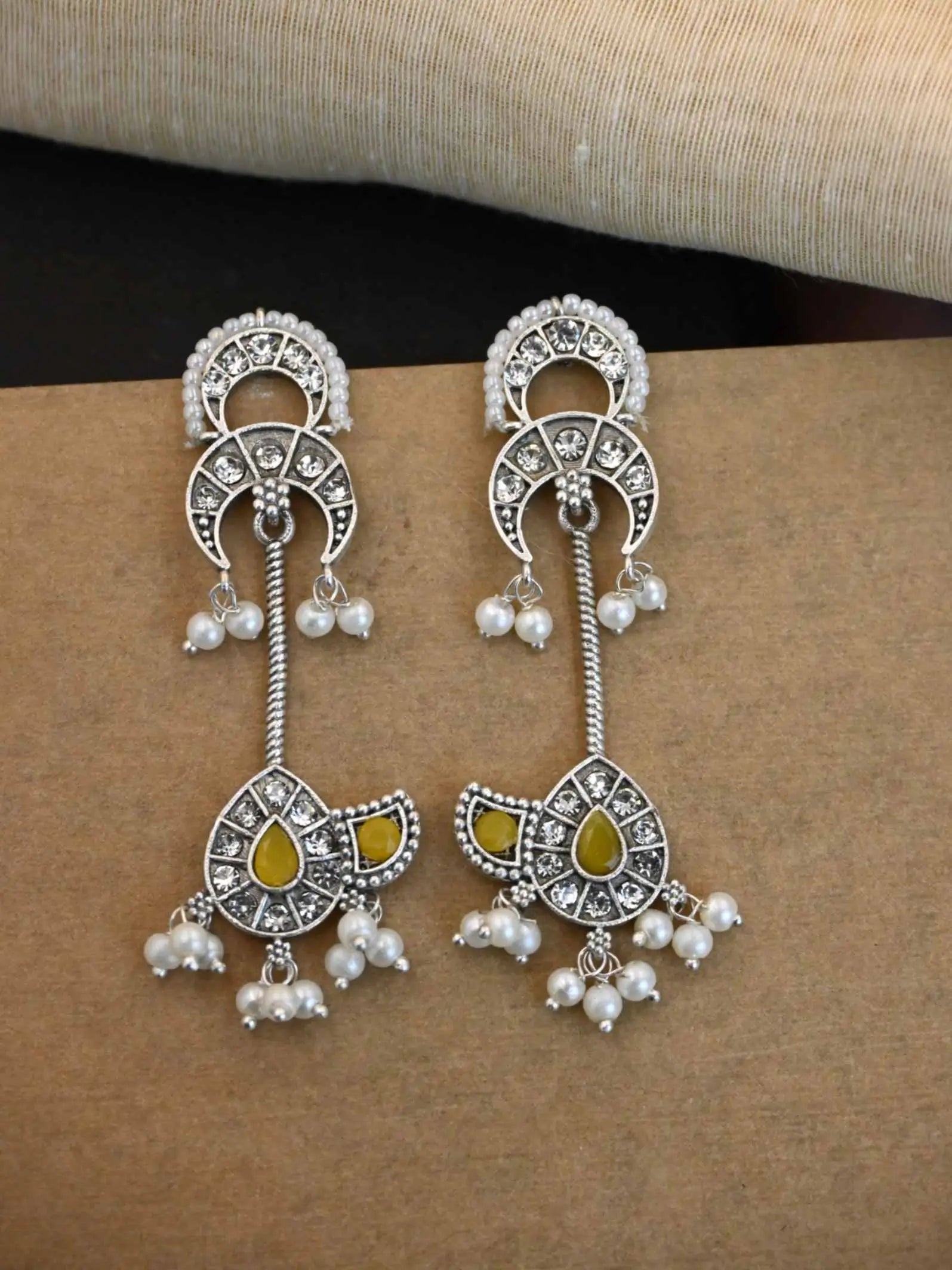 Antique Silver Dangler Earrings with Timeless Replica Design | Sarichka