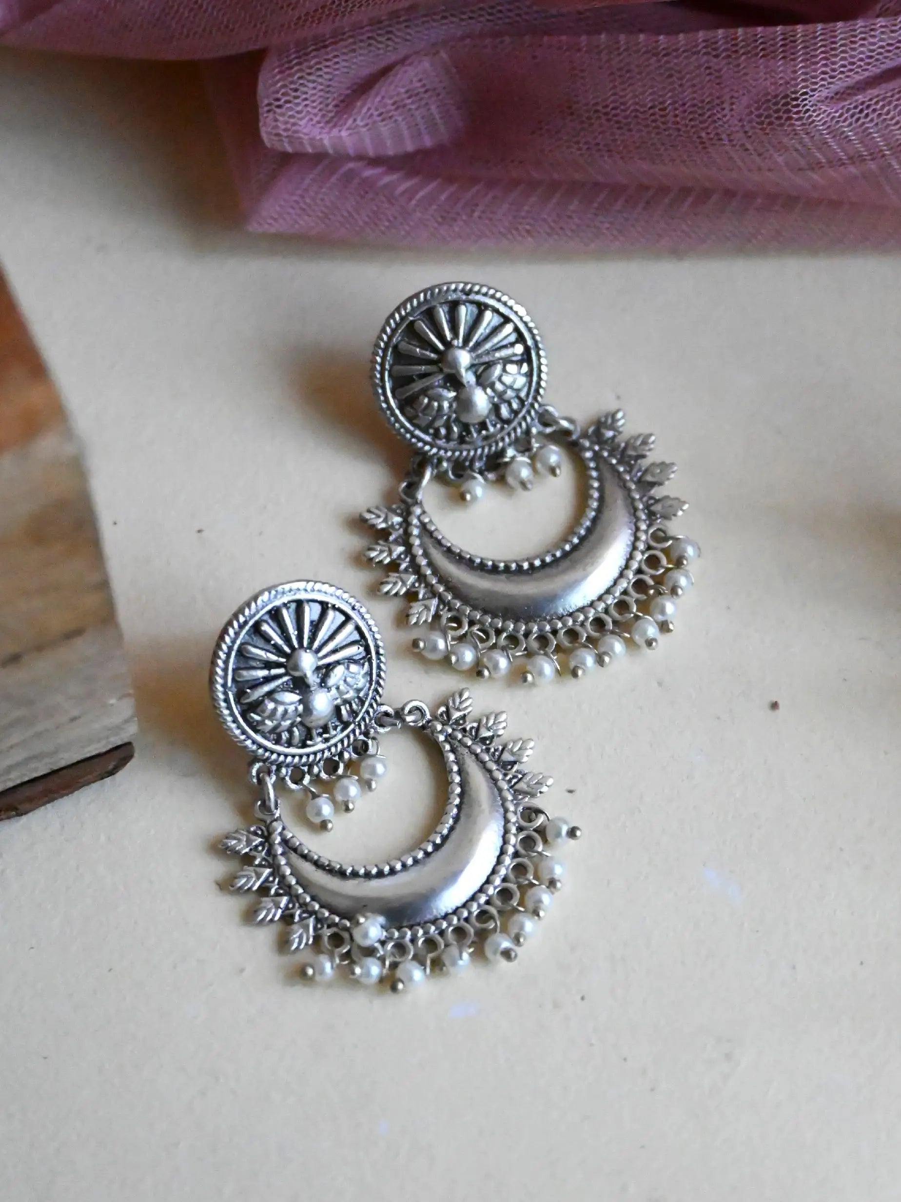 925 Silver Plated Chandbali Earrings with Timeless Elegance | Sarichka