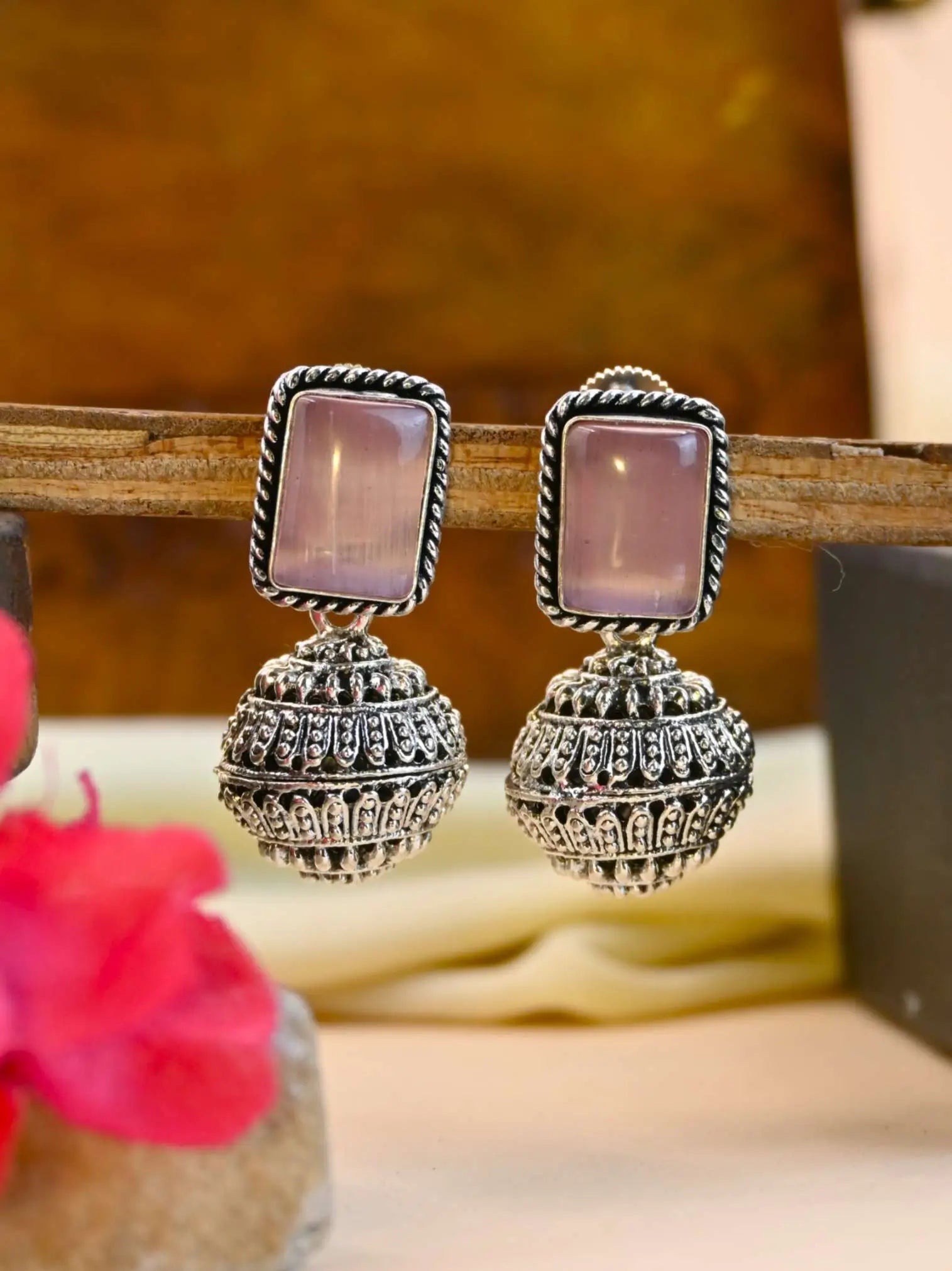 German Silver Monalisa Jhumka Earrings – Traditional Elegance | Sarichka