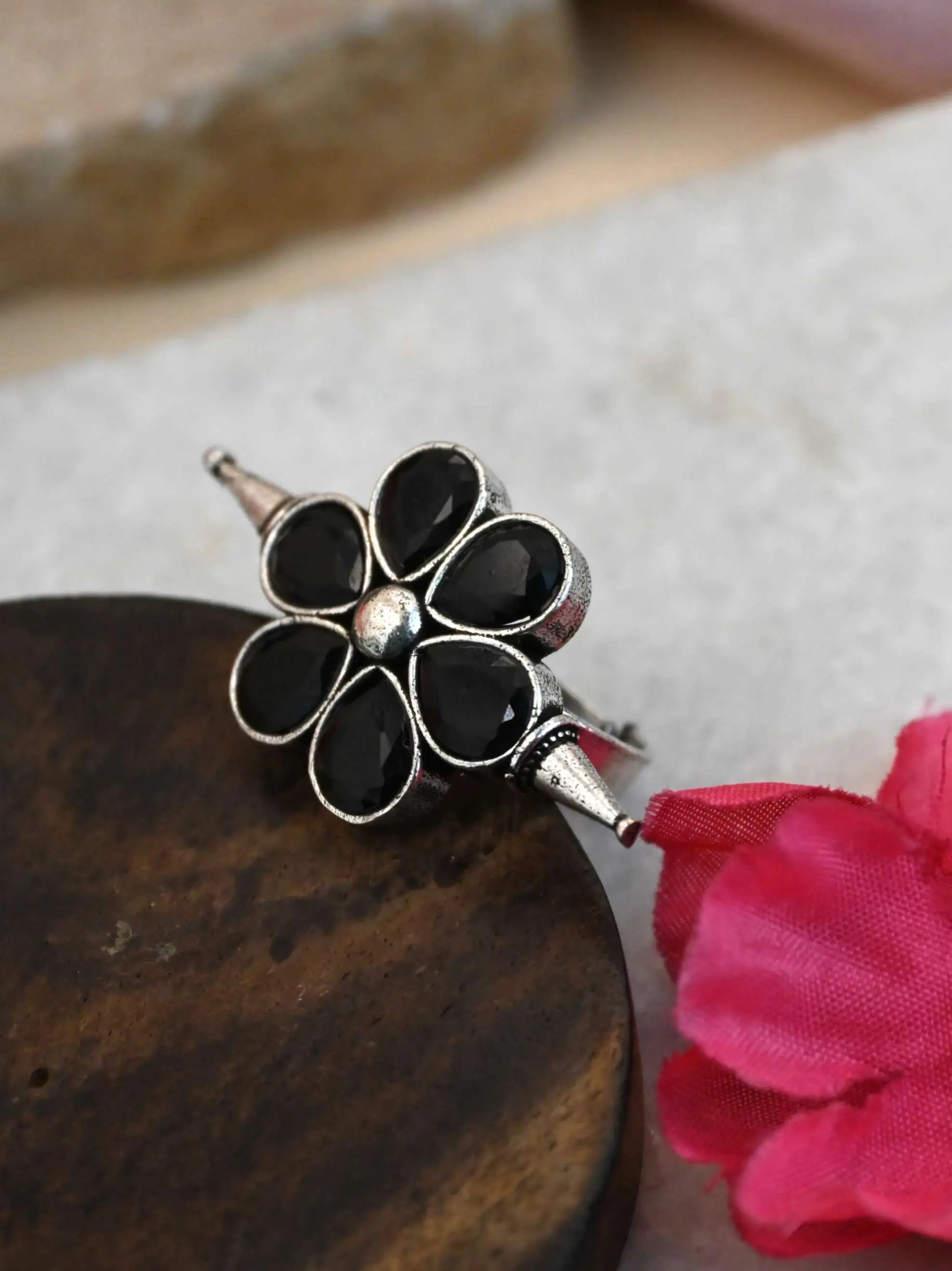 Oxidized Floral Adjustable Finger Rings – Party-Ready Elegance | Sarichka