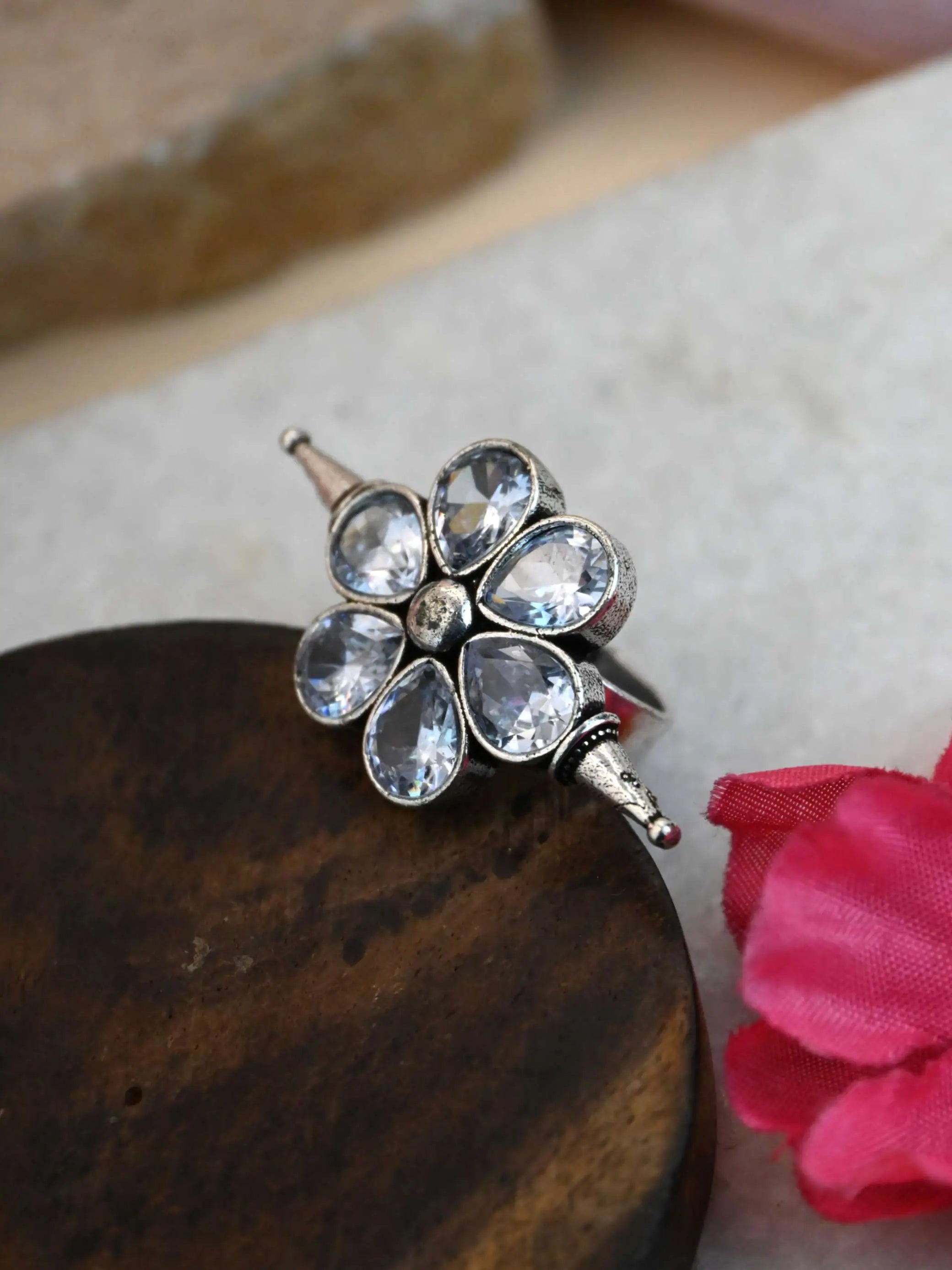 Oxidized Floral Adjustable Finger Rings – Party-Ready Elegance | Sarichka