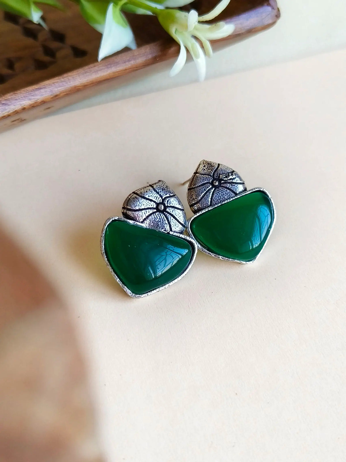 Monalisa Daily Wear German Silver Stud Earrings for Effortless Style | Sarichka