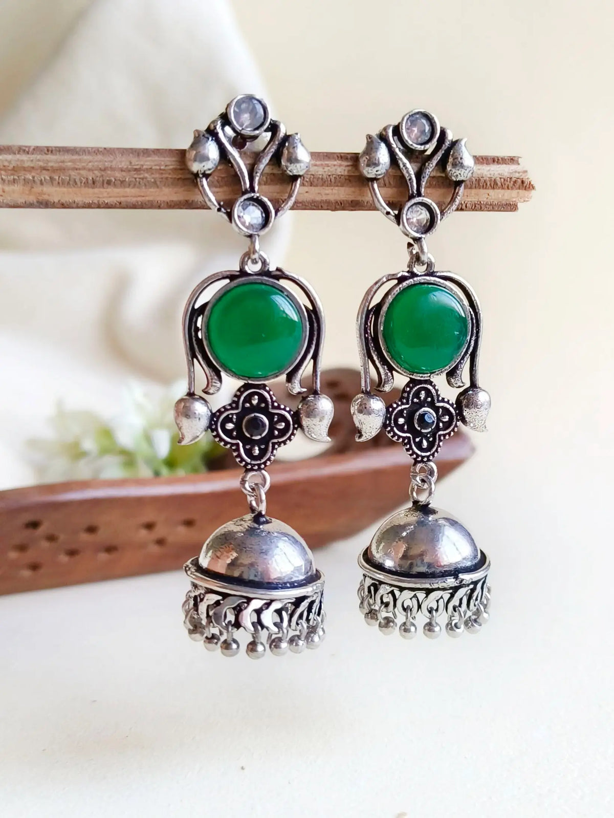 Oxidised Three-Tier Party Wear Jhumka Earrings | Sarichka