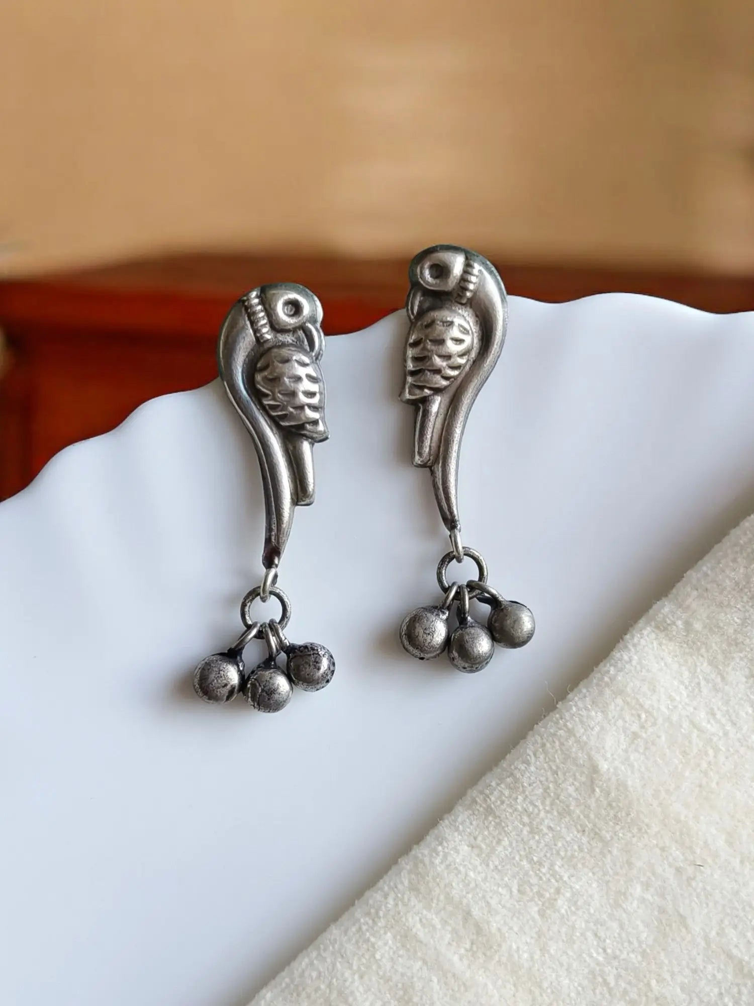 Oxidised Silver-Tone Peacock Stud Earrings – Elegant & Casual Wear | Sarichka