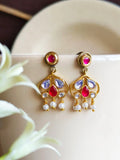 Gold-Plated Kundan & Polki Dangler Earrings for Daily Wear | Sarichka