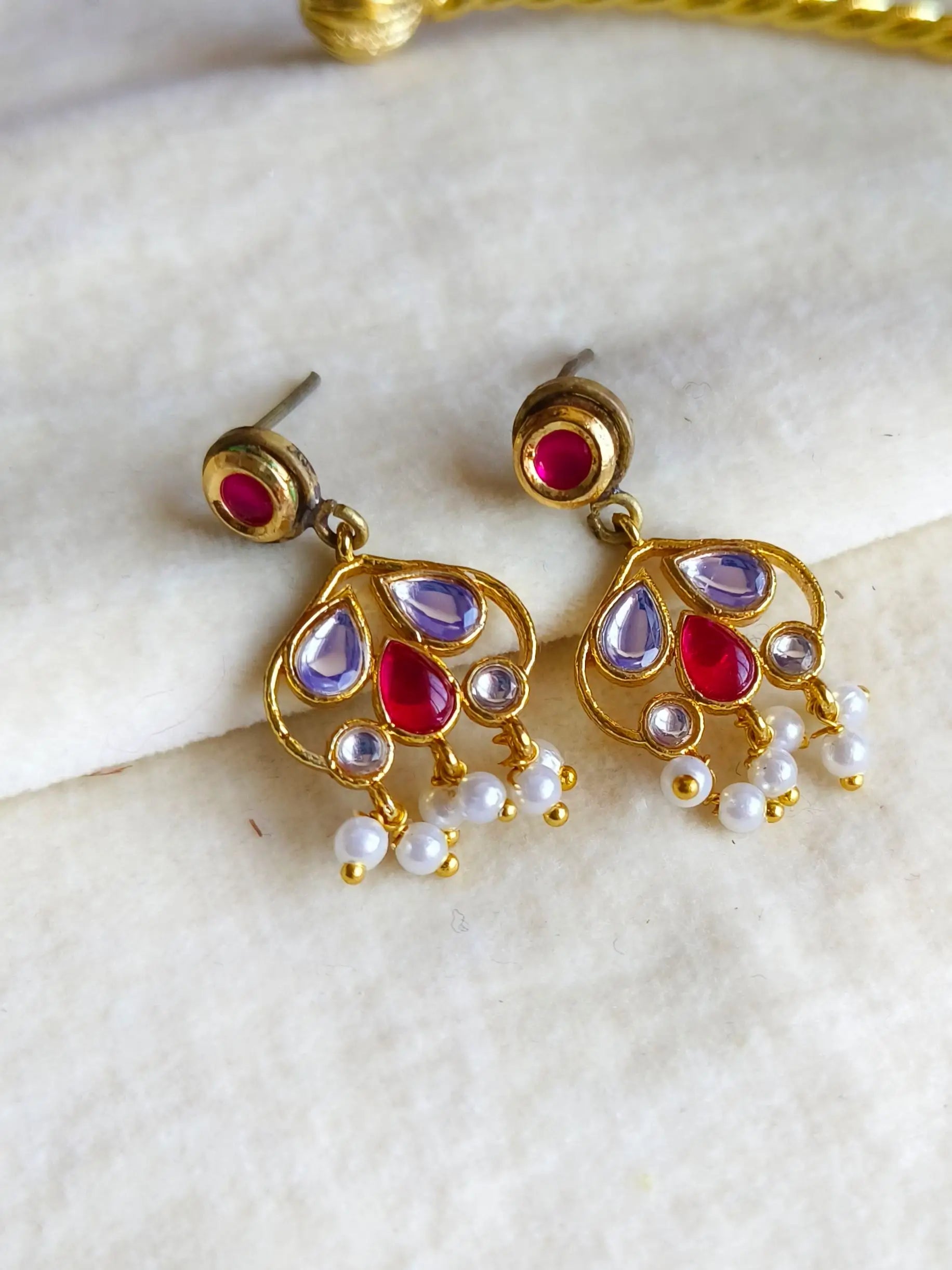 Elegant Gold-Plated Hasli Set with Dangler Earrings | Sarichka