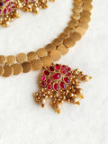 South Indian Antique Gold-Plated Temple Necklace Set for Elegance | Sarichka