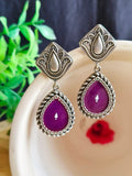 Silver Look-Alike Hand-Painted Enamel Dangler Earrings for Chic Style | Sarichka