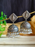 Elegant Silver Polish Pearl Jhumka – Lightweight & Handcrafted | Sarichka