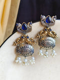 Exquisite Two-Tone Oxidized Peacock Dangler Earrings for Elegance | Sarichka