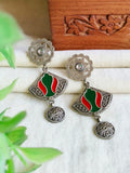 Hand-Painted Meenakari Silver Dangler Earrings with Festive Charm | Sarichka