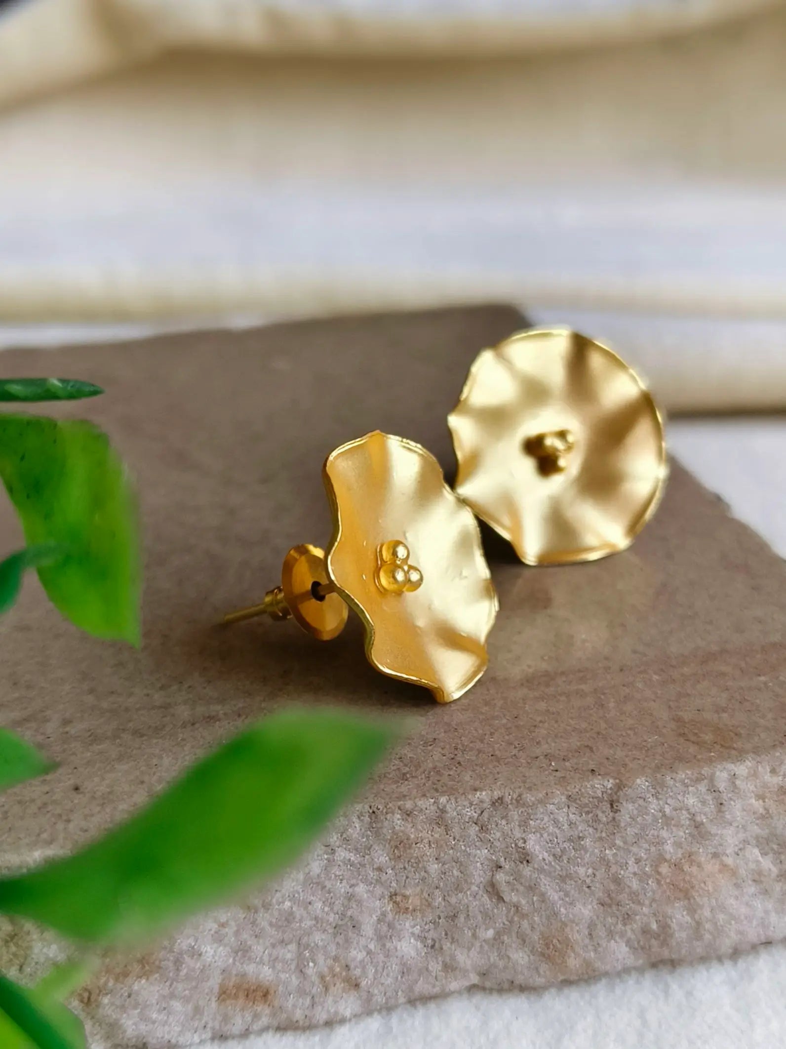 Elegant Gold-Plated Floral Stud Earrings for Everyday Charm | Sarichka