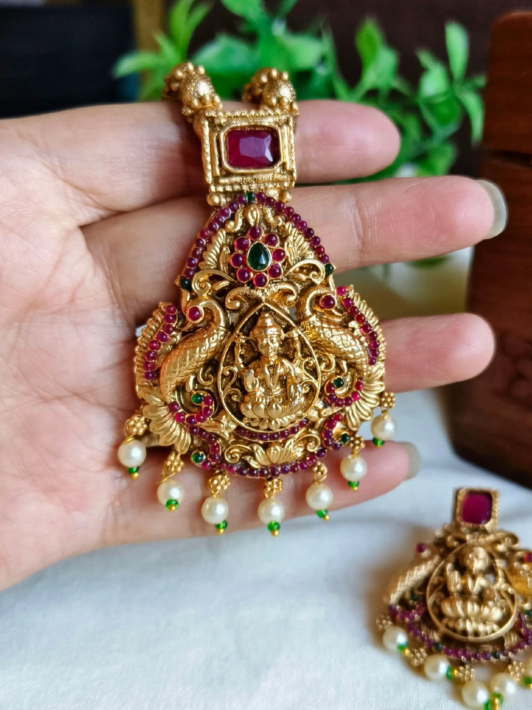 South Indian Gold-Plated Party Pendant | Sarichka