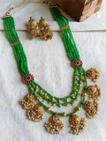 Majestic Antique Golden Temple Long Necklace Set | Sarichka