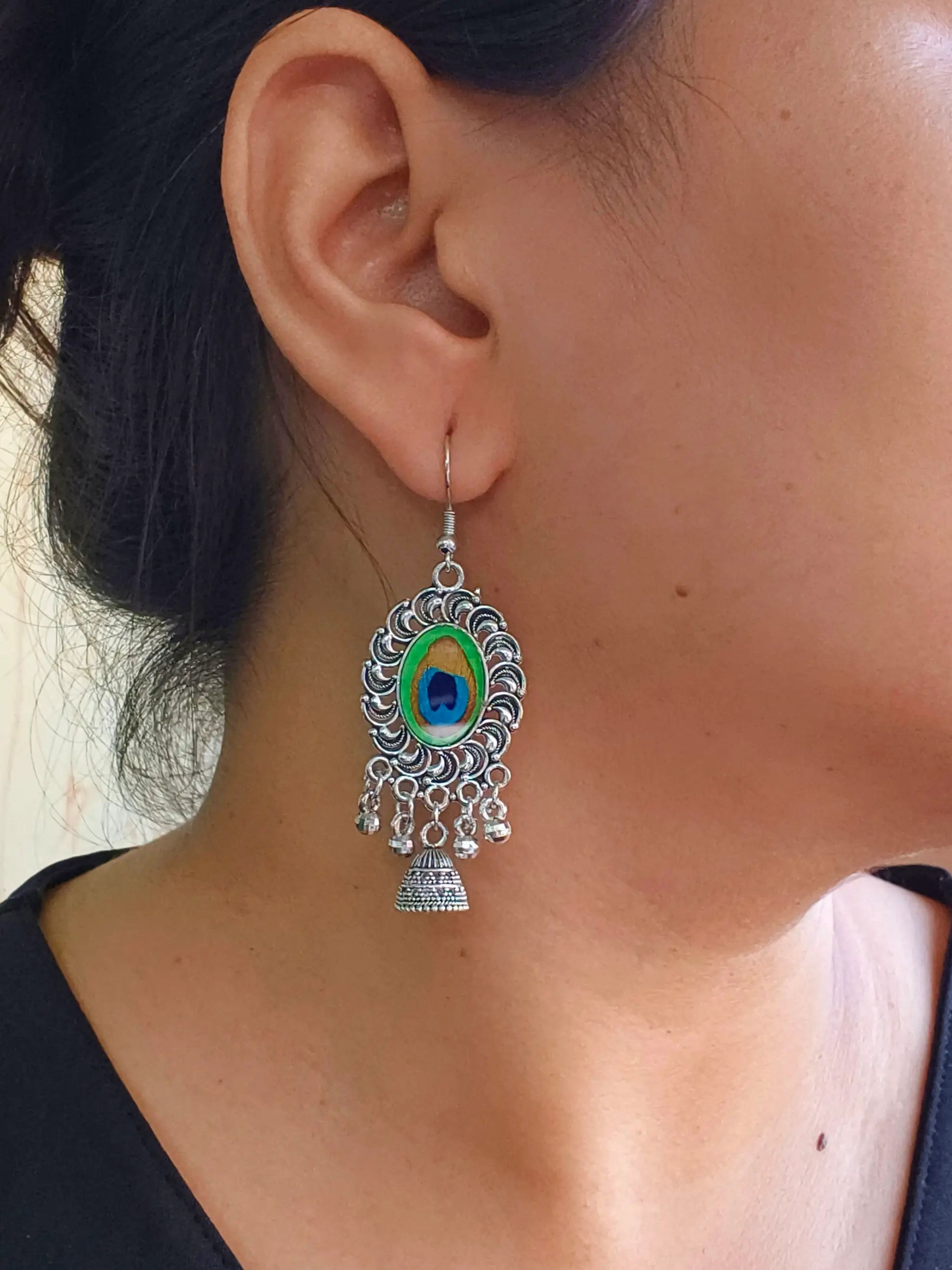 Shop German Silver Jhumkas for Navratri Online | Sarichka