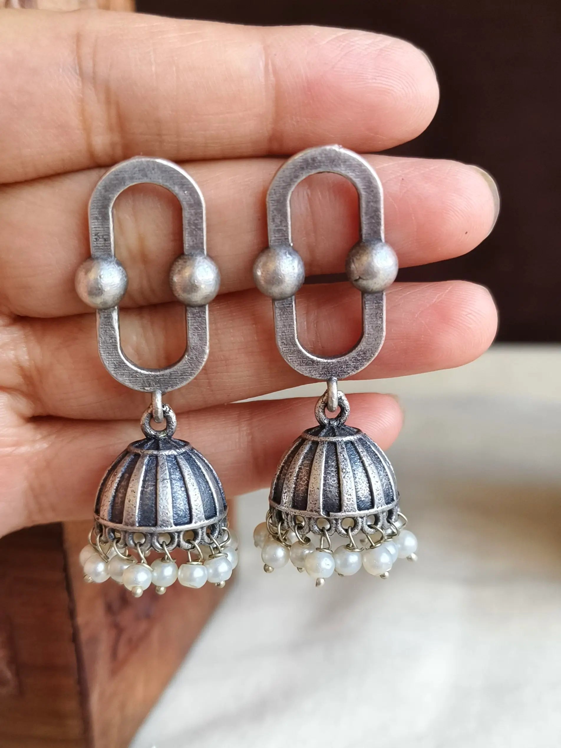 Timeless Silver Look-Alike Handcrafted Jhumkas | Sarichka
