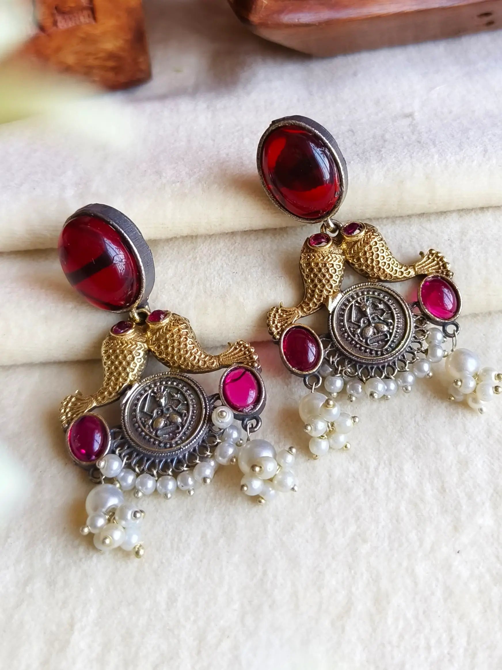 Antique Pearl Two-Tone Party Danglers | Sarichka