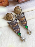 Two-Tone Dangler Earrings in Silver & Gold Finish | Sarichka